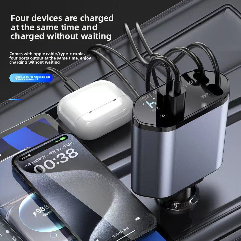 GG Super Fast Car Charger with Retractable Cable