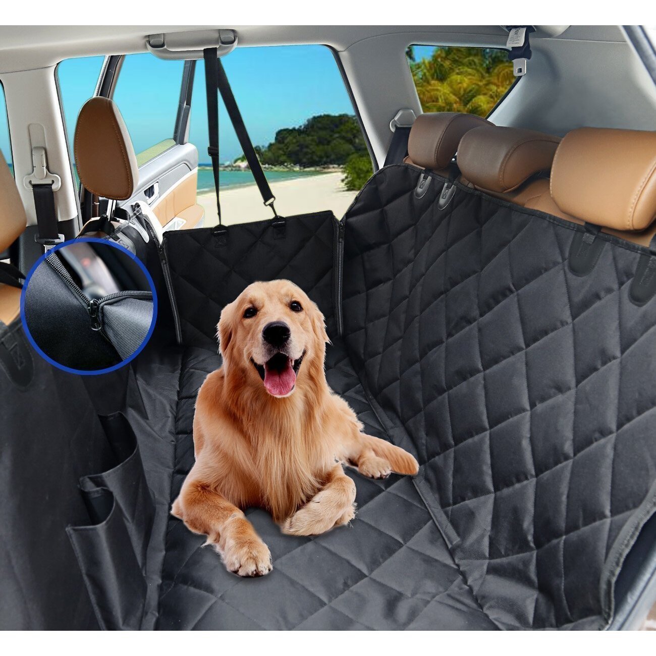 GG Quilted Waterproof Car Rear Seat Pet Mat