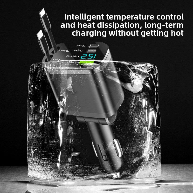 GG Digital Display Retractable Car Charger