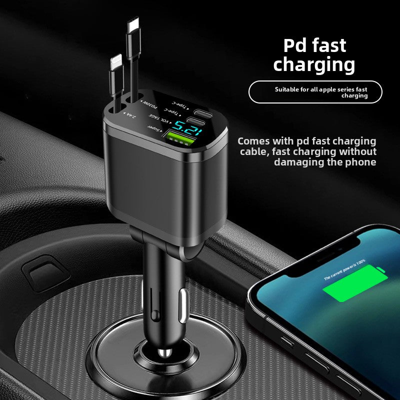 GG Digital Display Retractable Car Charger