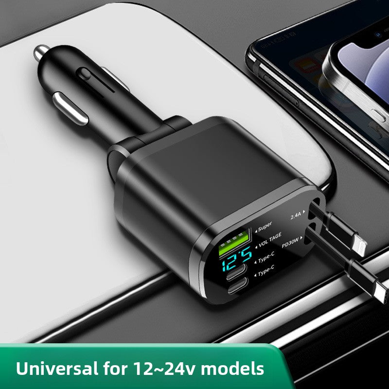 GG Digital Display Retractable Car Charger