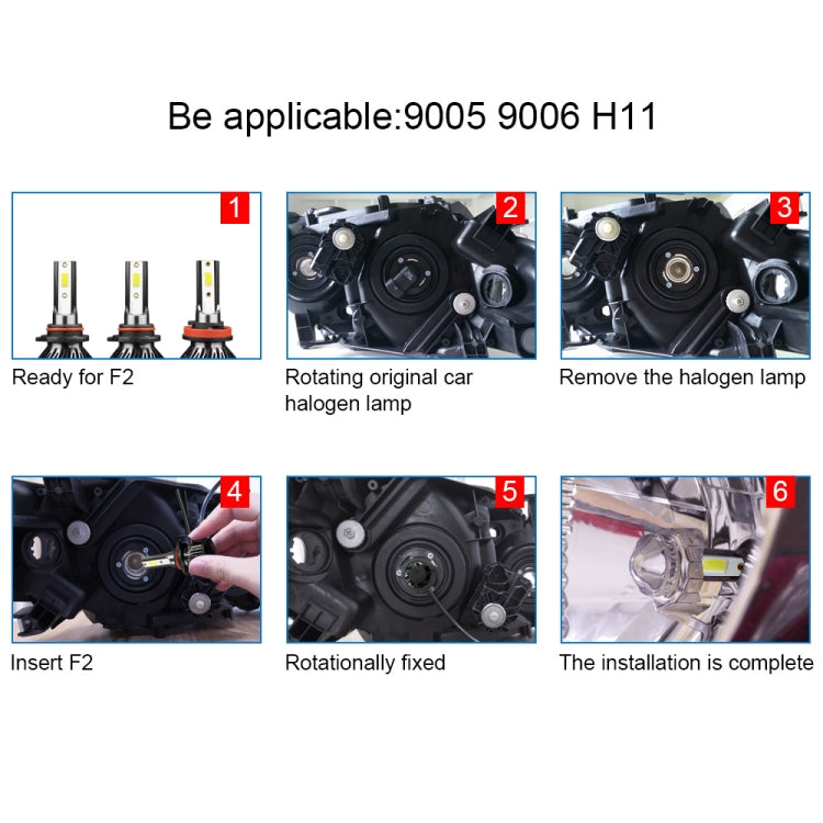 2 PCS DC9-36V / 25W / 6000K / 2500LM IP68 Waterproof Car LED Headlight, F2 9005 / HB3 / H10