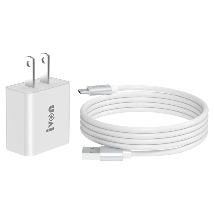 IVON AD-35 2 in 1 18W QC3.0 USB Port Travel Charger + 1m USB to Micro USB Data Cable Set,, EU Plug, US Plug