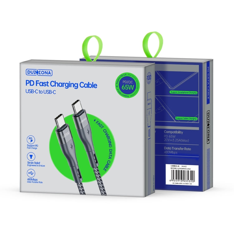 DUZZONA A2 PD 65W USB-C / Type-C to Type-C Fast Charging Data Cable, 2m Type-C to Type-C, 3m Type-C to Type-C