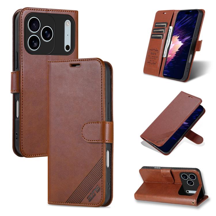 AZNS Sheepskin Texture Flip Leather Phone Case, For iPhone 17e / 16e, For iPhone 17 Pro Max, For iPhone 17 Pro, For iPhone 17, For iPhone Air, For iPhone 16 Pro Max, For iPhone 16 Pro, For iPhone 15 Pro Max, For iPhone 15 Pro, For iPhone 15 Plus       ...