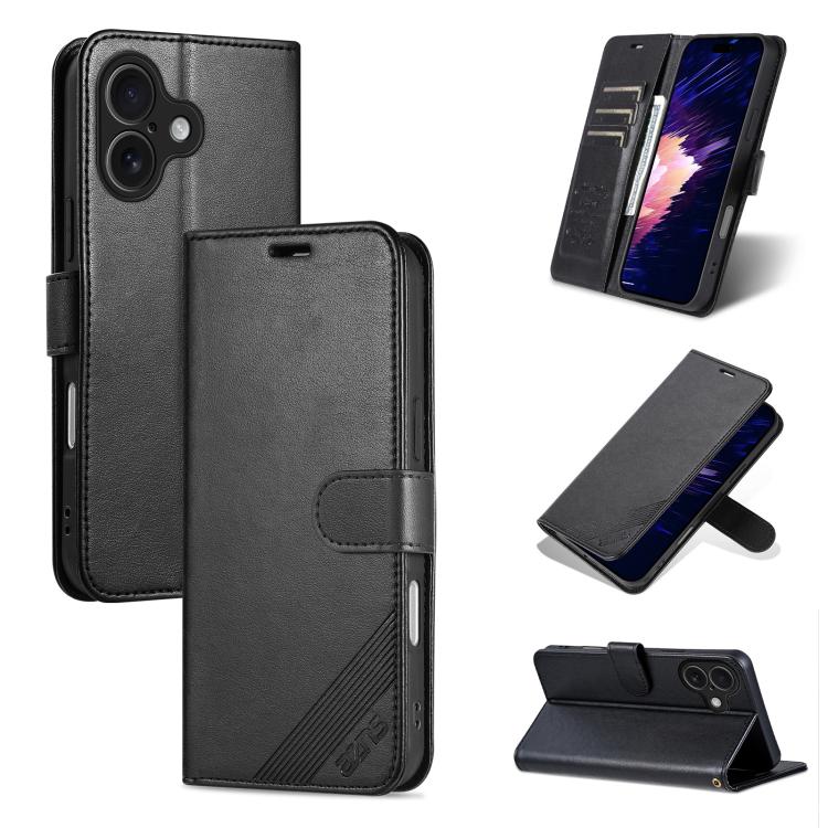 AZNS Sheepskin Texture Flip Leather Phone Case, For iPhone 17e / 16e, For iPhone 17 Pro Max, For iPhone 17 Pro, For iPhone 17, For iPhone Air, For iPhone 16 Pro Max, For iPhone 16 Pro, For iPhone 15 Pro Max, For iPhone 15 Pro, For iPhone 15 Plus       ...