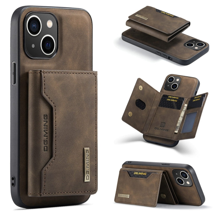 DG.MING M2 Series 3-Fold Card Bag Wallet Leather Phone Case, For iPhone 15 Pro Max, For iPhone 15 Pro, For iPhone 15 Plus, For iPhone 15