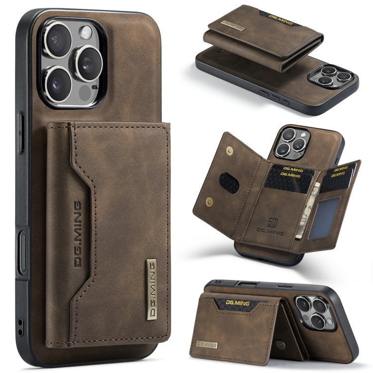 DG.MING M2 Series 3-Fold Card Bag Wallet Leather Phone Case, For iPhone 17e / 16e, For iPhone 17 Pro Max, For iPhone 17 Pro, For iPhone 17, For iPhone Air, For iPhone 16 Pro Max, For iPhone 16 Pro, For iPhone 16 Plus, For iPhone 16