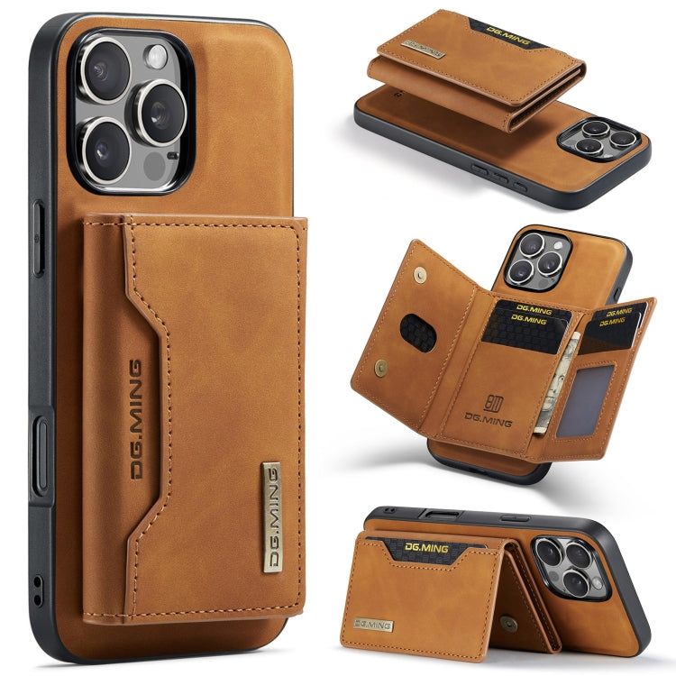 DG.MING M2 Series 3-Fold Card Bag Wallet Leather Phone Case, For iPhone 17e / 16e, For iPhone 17 Pro Max, For iPhone 17 Pro, For iPhone 17, For iPhone Air, For iPhone 16 Pro Max, For iPhone 16 Pro, For iPhone 16 Plus, For iPhone 16