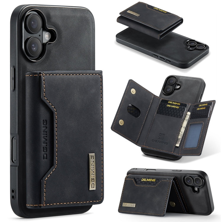 DG.MING M2 Series 3-Fold Card Bag Wallet Leather Phone Case, For iPhone 17e / 16e, For iPhone 17 Pro Max, For iPhone 17 Pro, For iPhone 17, For iPhone Air, For iPhone 16 Pro Max, For iPhone 16 Pro, For iPhone 16 Plus, For iPhone 16