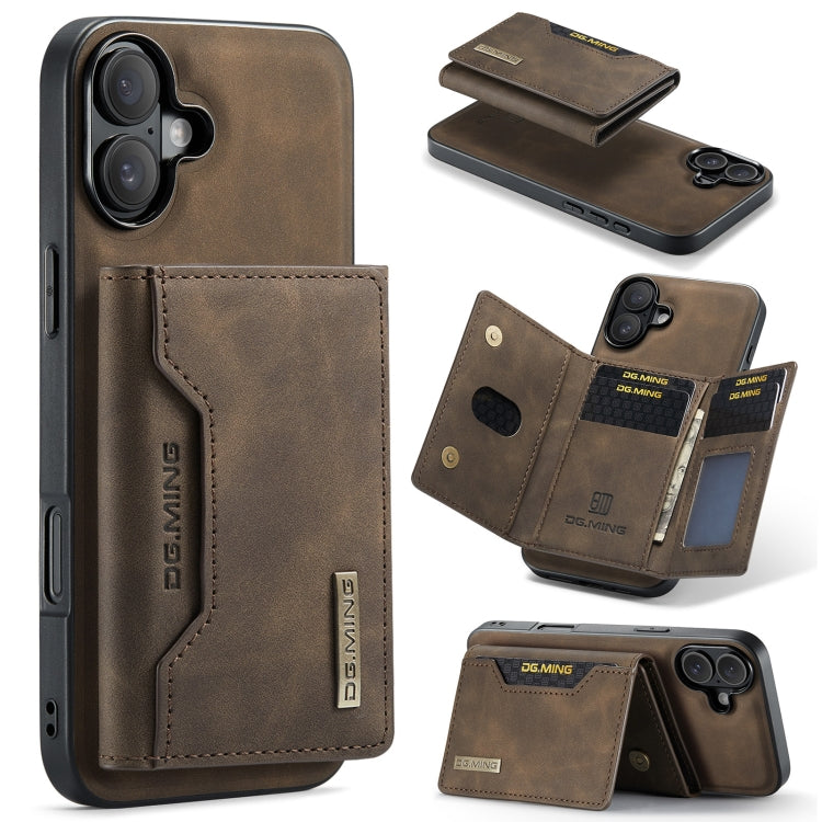 DG.MING M2 Series 3-Fold Card Bag Wallet Leather Phone Case, For iPhone 17e / 16e, For iPhone 17 Pro Max, For iPhone 17 Pro, For iPhone 17, For iPhone Air, For iPhone 16 Pro Max, For iPhone 16 Pro, For iPhone 16 Plus, For iPhone 16