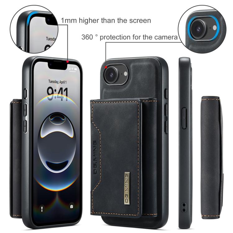 DG.MING M2 Series 3-Fold Card Bag Wallet Leather Phone Case, For iPhone 17e / 16e, For iPhone 17 Pro Max, For iPhone 17 Pro, For iPhone 17, For iPhone Air, For iPhone 16 Pro Max, For iPhone 16 Pro, For iPhone 16 Plus, For iPhone 16