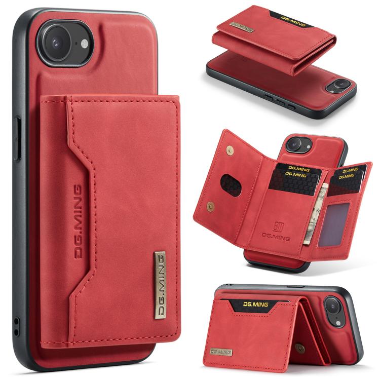DG.MING M2 Series 3-Fold Card Bag Wallet Leather Phone Case, For iPhone 17e / 16e, For iPhone 17 Pro Max, For iPhone 17 Pro, For iPhone 17, For iPhone Air, For iPhone 16 Pro Max, For iPhone 16 Pro, For iPhone 16 Plus, For iPhone 16