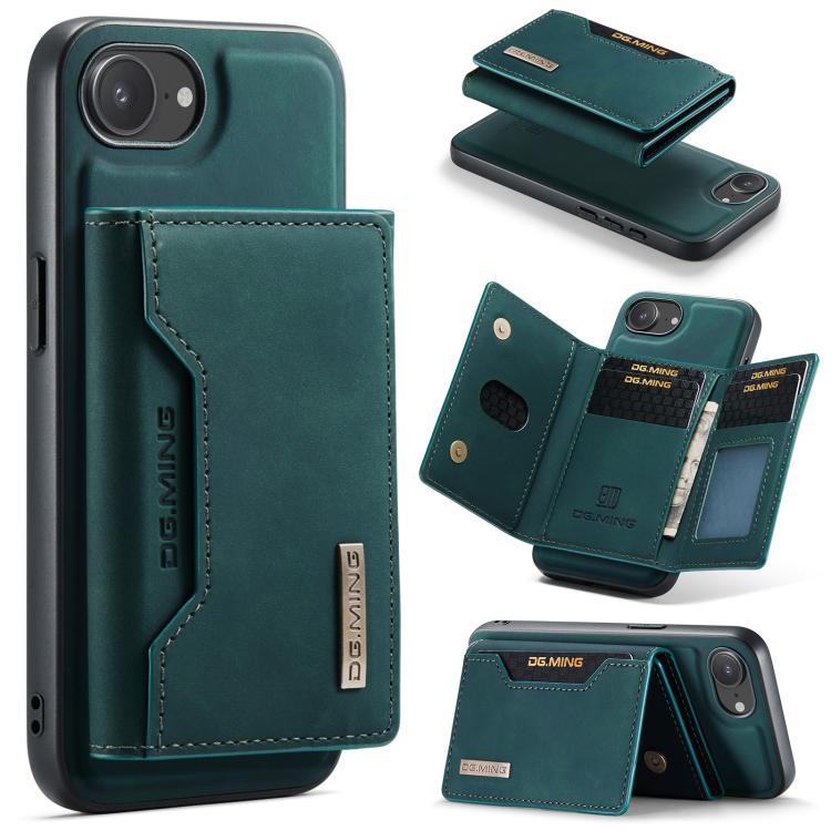 DG.MING M2 Series 3-Fold Card Bag Wallet Leather Phone Case, For iPhone 17e / 16e, For iPhone 17 Pro Max, For iPhone 17 Pro, For iPhone 17, For iPhone Air, For iPhone 16 Pro Max, For iPhone 16 Pro, For iPhone 16 Plus, For iPhone 16