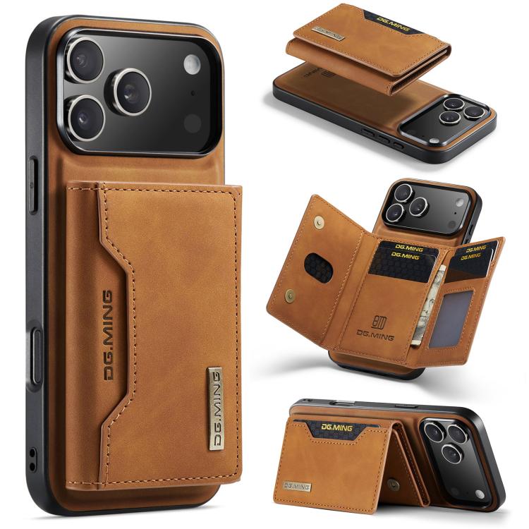 DG.MING M2 Series 3-Fold Card Bag Wallet Leather Phone Case, For iPhone 17e / 16e, For iPhone 17 Pro Max, For iPhone 17 Pro, For iPhone 17, For iPhone Air, For iPhone 16 Pro Max, For iPhone 16 Pro, For iPhone 16 Plus, For iPhone 16