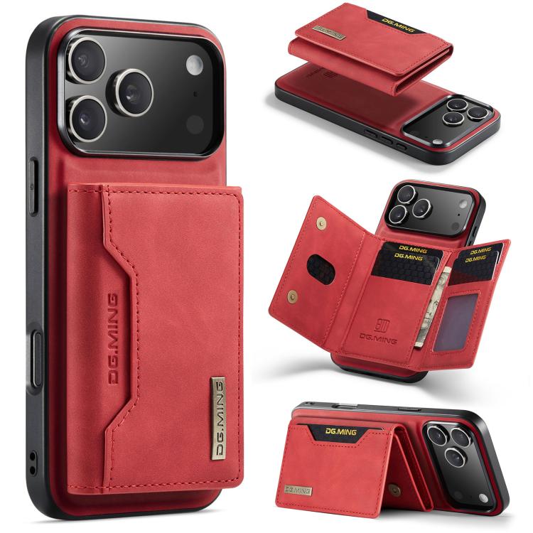 DG.MING M2 Series 3-Fold Card Bag Wallet Leather Phone Case, For iPhone 17e / 16e, For iPhone 17 Pro Max, For iPhone 17 Pro, For iPhone 17, For iPhone Air, For iPhone 16 Pro Max, For iPhone 16 Pro, For iPhone 16 Plus, For iPhone 16