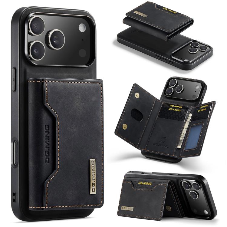 DG.MING M2 Series 3-Fold Card Bag Wallet Leather Phone Case, For iPhone 17e / 16e, For iPhone 17 Pro Max, For iPhone 17 Pro, For iPhone 17, For iPhone Air, For iPhone 16 Pro Max, For iPhone 16 Pro, For iPhone 16 Plus, For iPhone 16