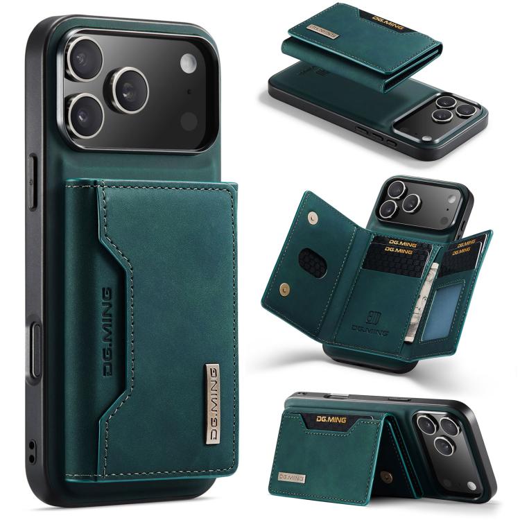 DG.MING M2 Series 3-Fold Card Bag Wallet Leather Phone Case, For iPhone 17e / 16e, For iPhone 17 Pro Max, For iPhone 17 Pro, For iPhone 17, For iPhone Air, For iPhone 16 Pro Max, For iPhone 16 Pro, For iPhone 16 Plus, For iPhone 16