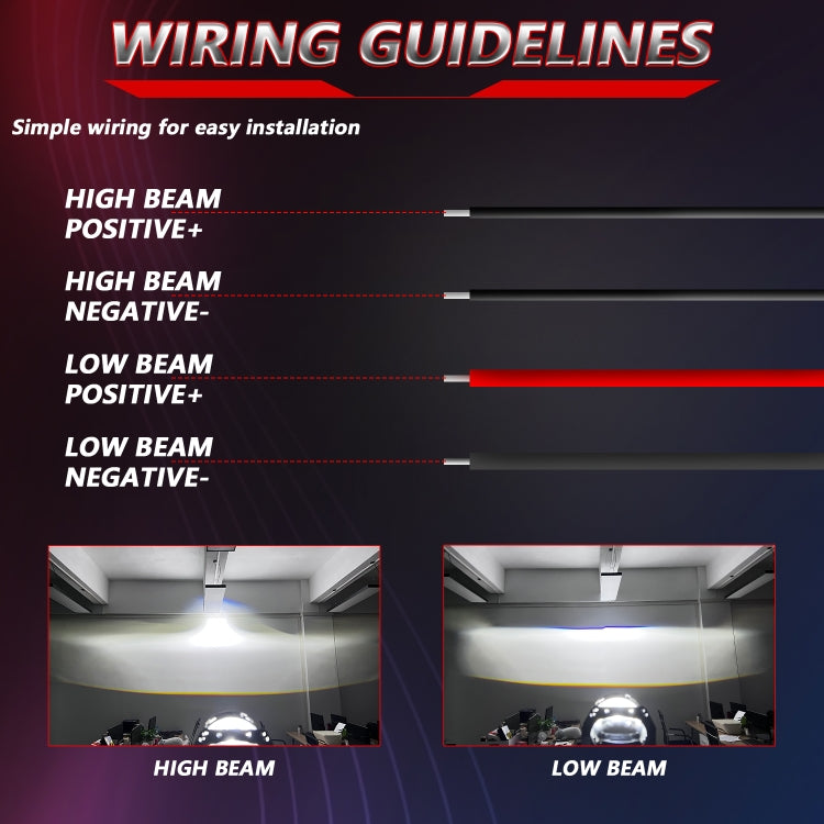 T01 1 Pair 3 inch Car Bifocal LED Lens Headlight, Left Driving, T01