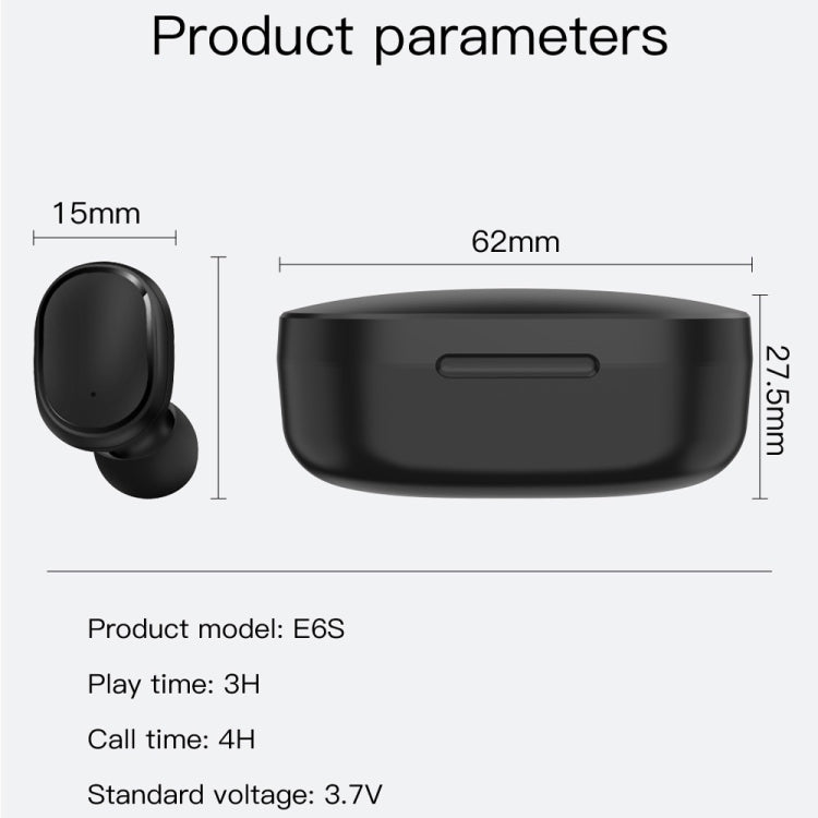 E6S LED Display TWS Wireless Bluetooth Earphone, E6S (White), E6S (Pink), E6S (Blue), E6S (Green)
