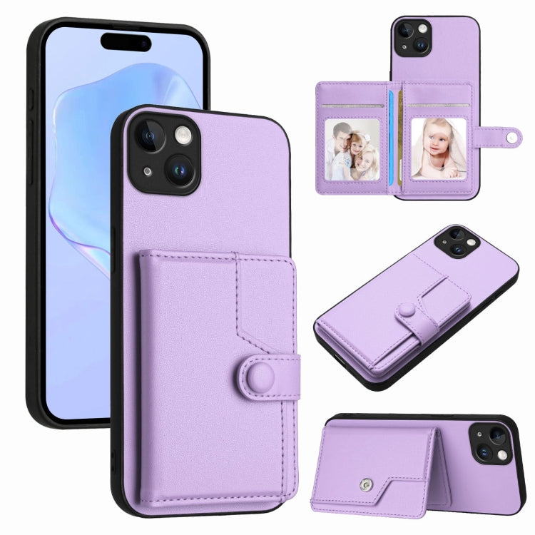 Button Card Bag RFID Anti-theft Phone Case, For iPhone 15 Pro Max, For iPhone 15 Pro, For iPhone 15 Plus, For iPhone 15, For iPhone 14 Plus, For iPhone 14, For iPhone 14 Pro, For iPhone 14 Pro Max