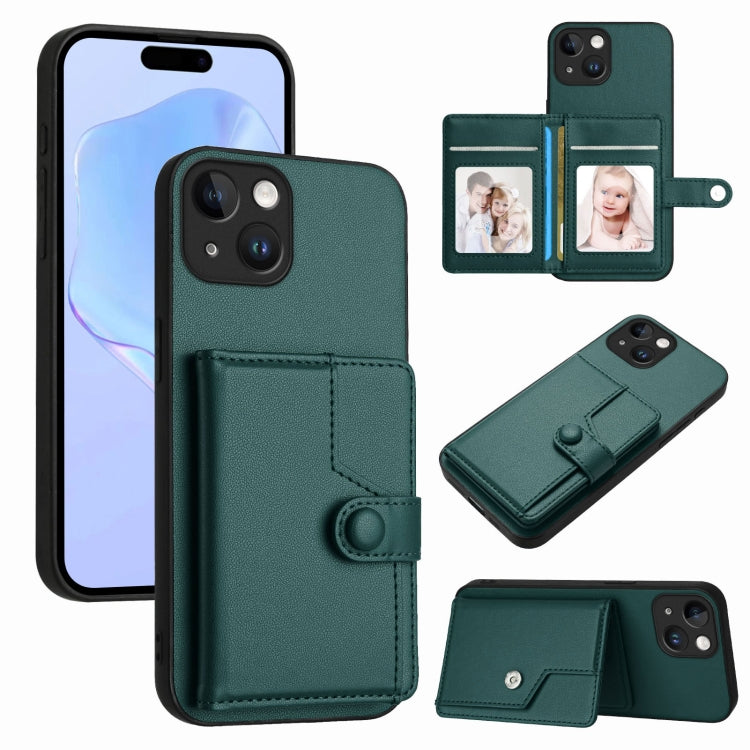 Button Card Bag RFID Anti-theft Phone Case, For iPhone 15 Pro Max, For iPhone 15 Pro, For iPhone 15 Plus, For iPhone 15, For iPhone 14 Plus, For iPhone 14, For iPhone 14 Pro, For iPhone 14 Pro Max