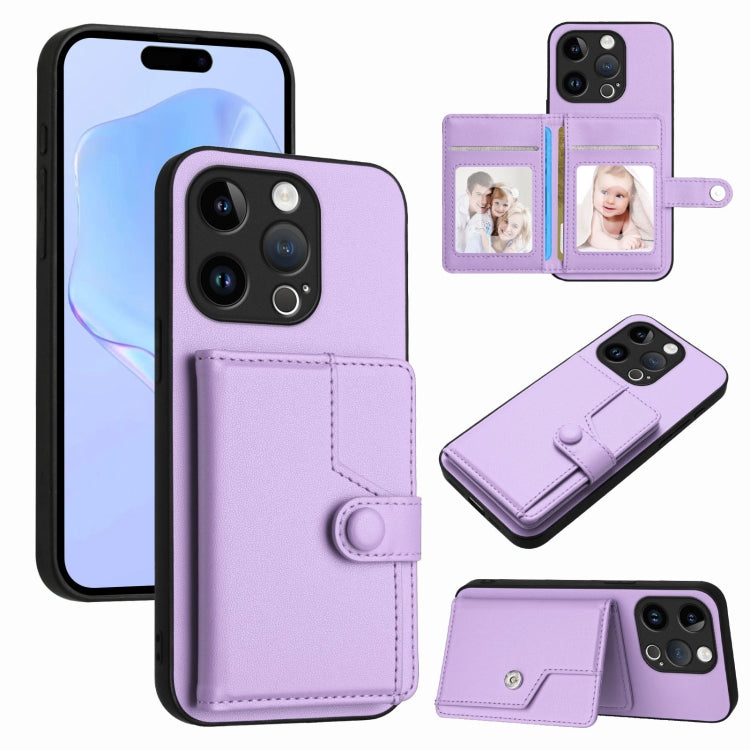 Button Card Bag RFID Anti-theft Phone Case, For iPhone 15 Pro Max, For iPhone 15 Pro, For iPhone 15 Plus, For iPhone 15, For iPhone 14 Plus, For iPhone 14, For iPhone 14 Pro, For iPhone 14 Pro Max