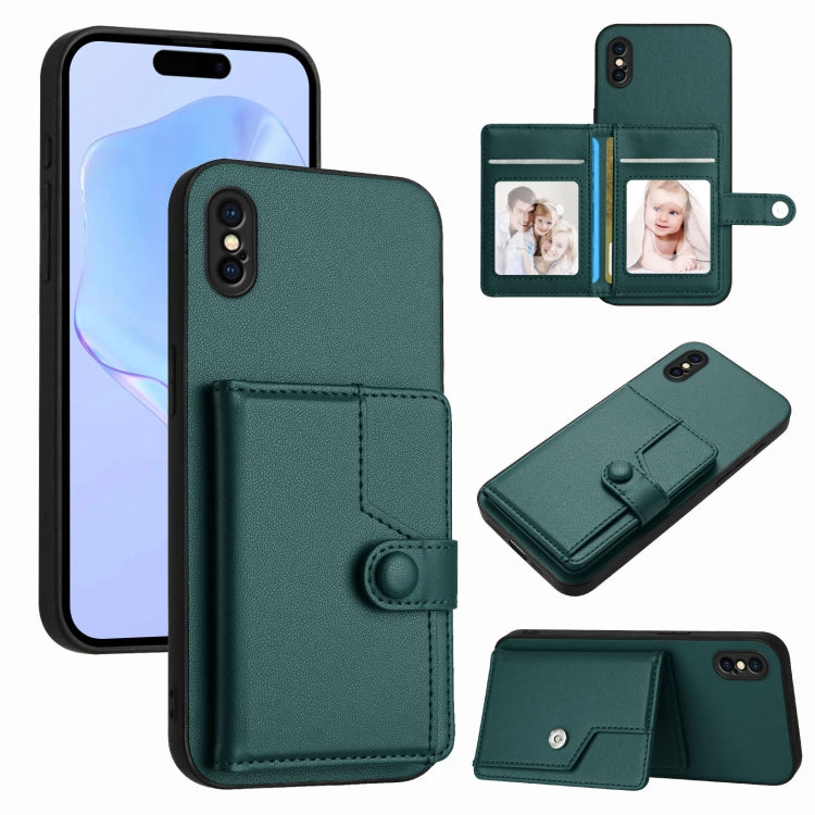 Button Card Bag RFID Anti-theft Phone Case, For iPhone 12 mini, For iPhone 11 Pro Max, For iPhone 11, For iPhone 11 Pro, For iPhone XS / X, For iPhone XR, For iPhone XS Max, For iPhone 8 Plus / 7 Plus