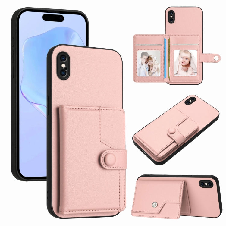 Button Card Bag RFID Anti-theft Phone Case, For iPhone 12 mini, For iPhone 11 Pro Max, For iPhone 11, For iPhone 11 Pro, For iPhone XS / X, For iPhone XR, For iPhone XS Max, For iPhone 8 Plus / 7 Plus