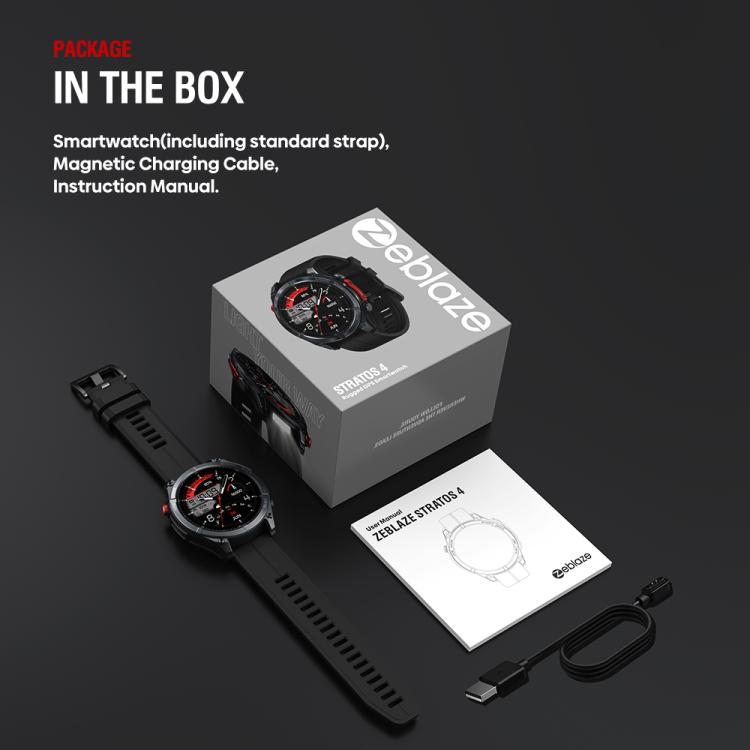 Zeblaze Stratos 4 Rugged Outdoor GPS Smart Watch 1.43 inch Screen 5 ATM & IP69K