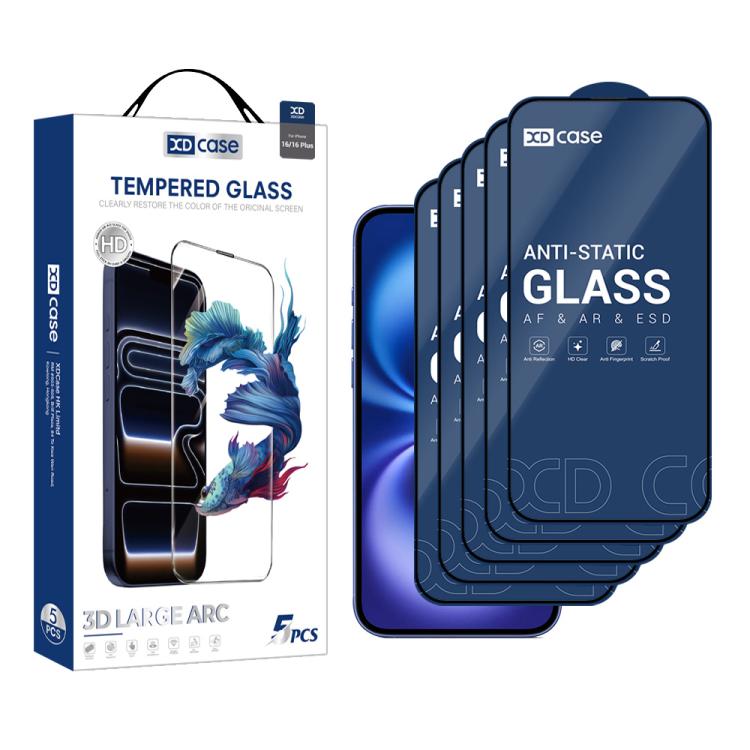 XDcase 5pcs / Pack Silk Screen Printed HD Tempered Glass Film, For iPhone 17e / 16e, For iPhone 17 Pro Max, For iPhone 17 Pro, For iPhone 17, For iPhone Air, For iPhone 16 Pro Max, For iPhone 16 Pro, For iPhone 16 Plus, For iPhone 16                   ...