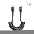 HAWEEL 1m 5A USB-C / Type-C to USB-C / Type-C Retractable Coiled PD Fast Charging Cable, 1m 5A Type-C
