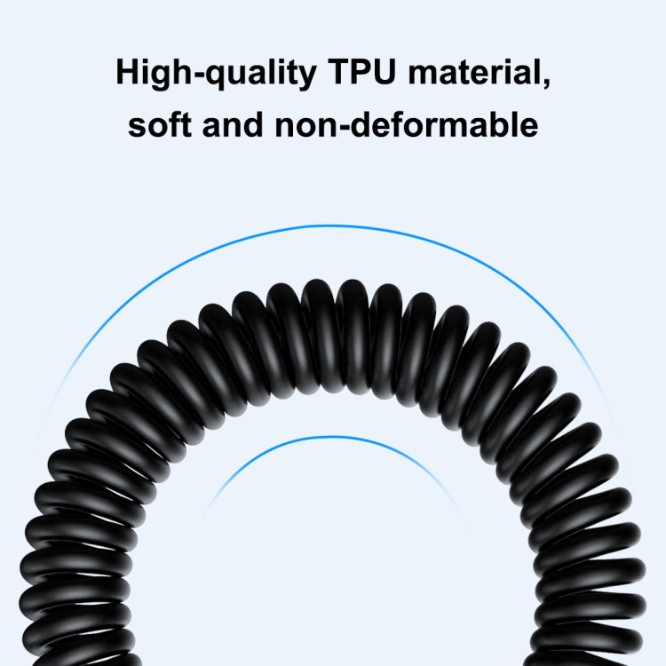 HAWEEL 2m 5A USB-C / Type-C to USB-C / Type-C Retractable Coiled PD Fast Charging Cable, 2m 5A Type-C