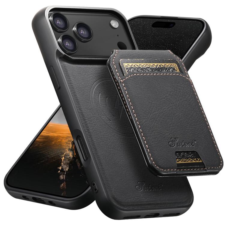 Suteni H16 Litchi Texture Leather Detachable Wallet Back Phone Case, For iPhone 17e / 16e, For iPhone 17 Pro Max, For iPhone 17 Pro, For iPhone 17, For iPhone Air, For iPhone 16 Pro Max, For iPhone 16 Pro, For iPhone 16 Plus, For iPhone 16             ...