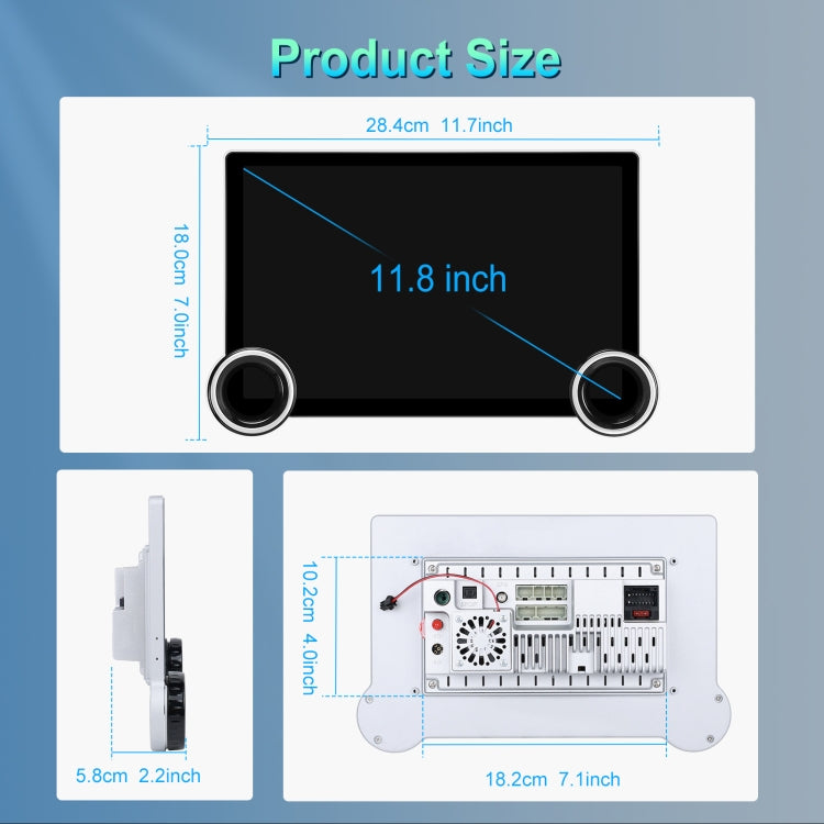 11.8 Inch 4+64G Dual Knob Player Android Large Screen Navigation Wireless CarPlay Reversing Image, 11.8 Inch Dual Knob