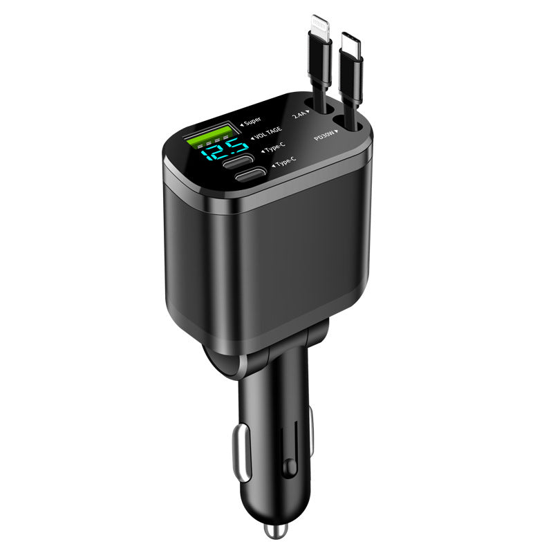 GG Digital Display Retractable Car Charger