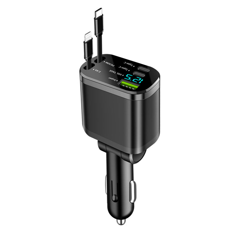 GG Digital Display Retractable Car Charger