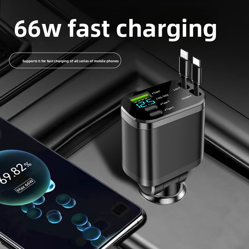 GG Digital Display Retractable Car Charger
